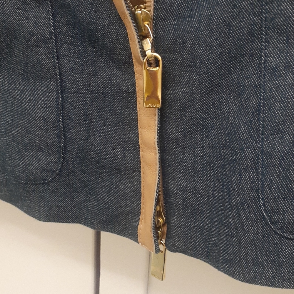 Guyfulop Navy Tan leather Trim Blazer Italy jacket - Picture 8 of 11